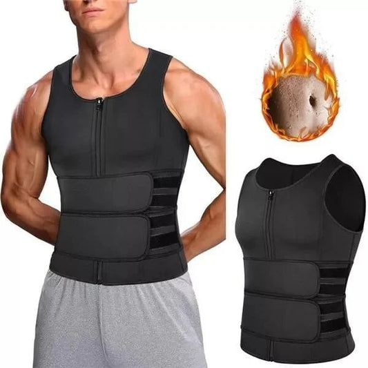 Body shaper hombre sauna chaleco entrenador de cintura doble cinturón