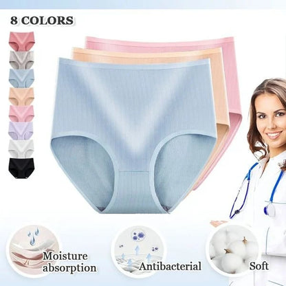 🔥Compre 1 pieza y reciba 8 piezas🔥Ropa interior antibacteriana absorbente de humedad de cintura alta para mujer (efecto de absorción instantánea del sudor)