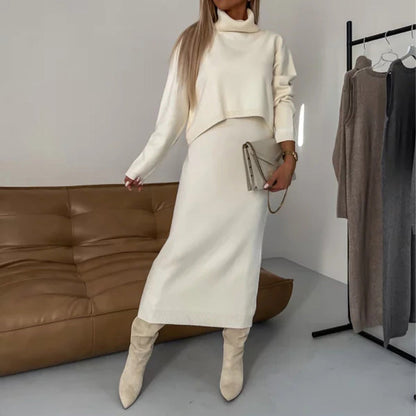 🔥Oferta otoño/invierno por tiempo limitado⏳Set de suéter Midi Dress and Turtleneck