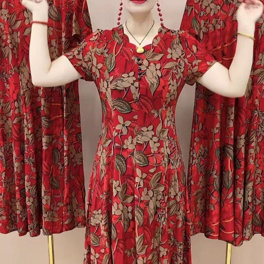 Vestido elegante con estampado floral para mujer.