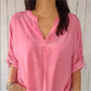 Disfrute de un descuento del 50% de inmediato 🌟 Blusa de cuello V de color sólido transpirable casual