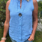 Blusa casual femenina sin mangas de cuello V