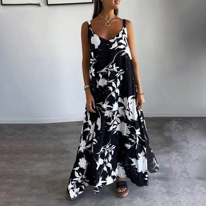 Vestido fluido sin mangas con tirantes finos y estampado floral para mujer