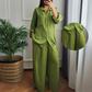 💕VENTA CALIENTE 2024💕Conjunto de 2 piezas: Top con cordón en el dobladillo y pantalones de pierna ancha