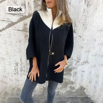 🍁Otoño temprano ofertas 57% OFF 💕Chaqueta holgada con cuello alto y media cremallera para mujer