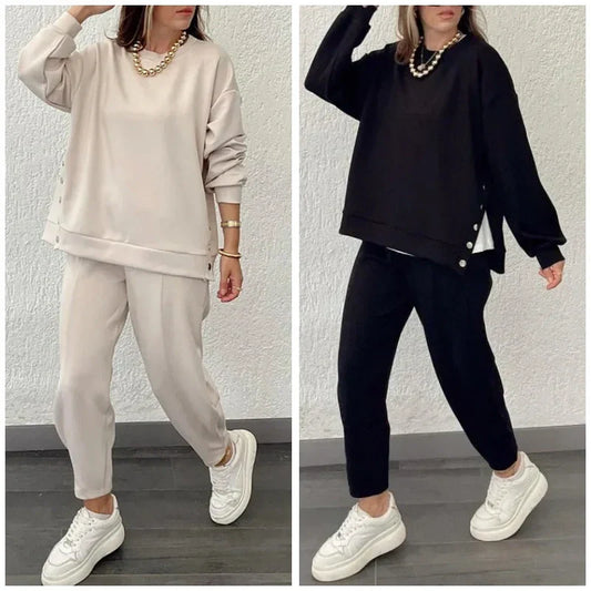 Moda femenina Color sólido Traje y pantalones de dos piezas